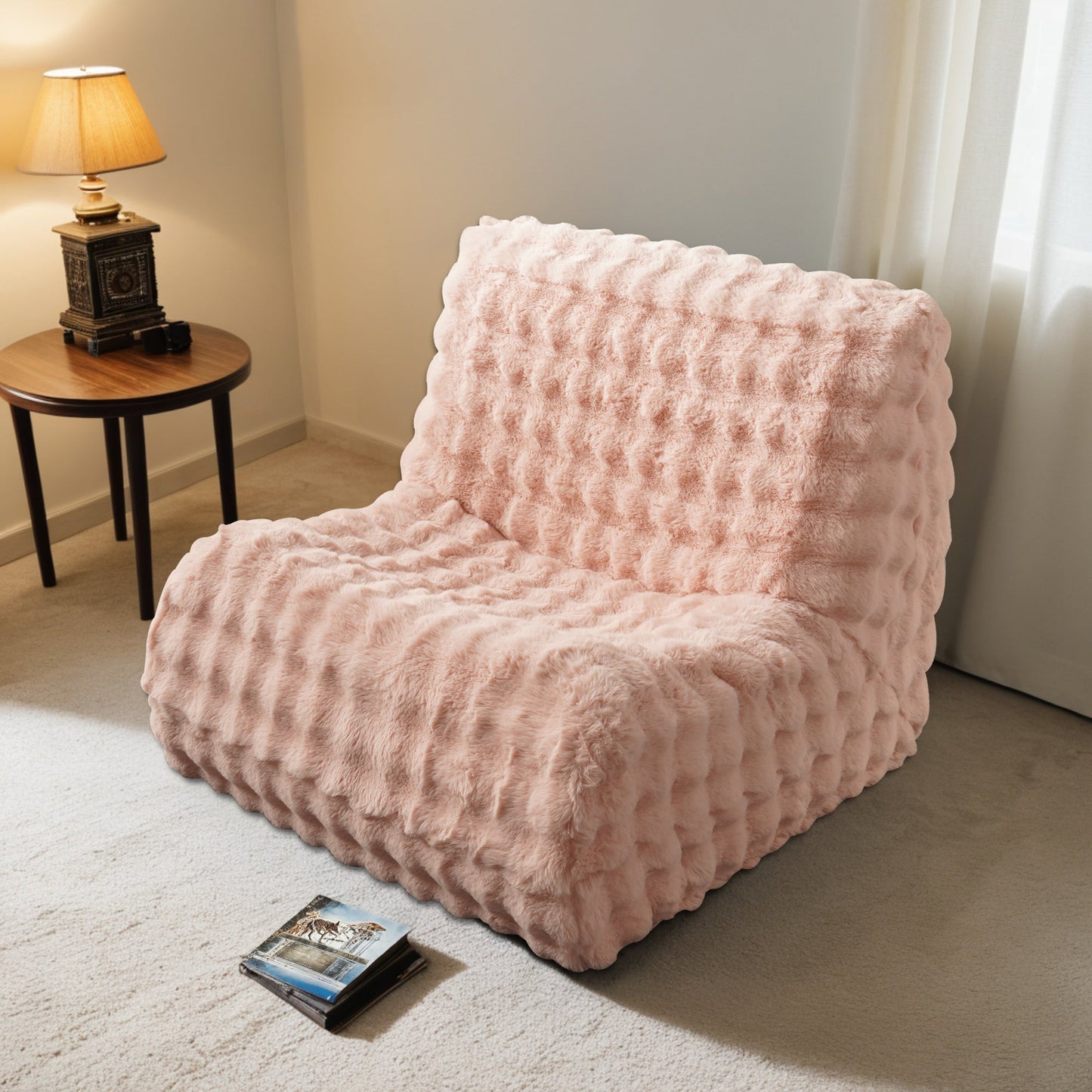 OVIOS Luxurious Fluffy Faux Fur Bean Bag Couch