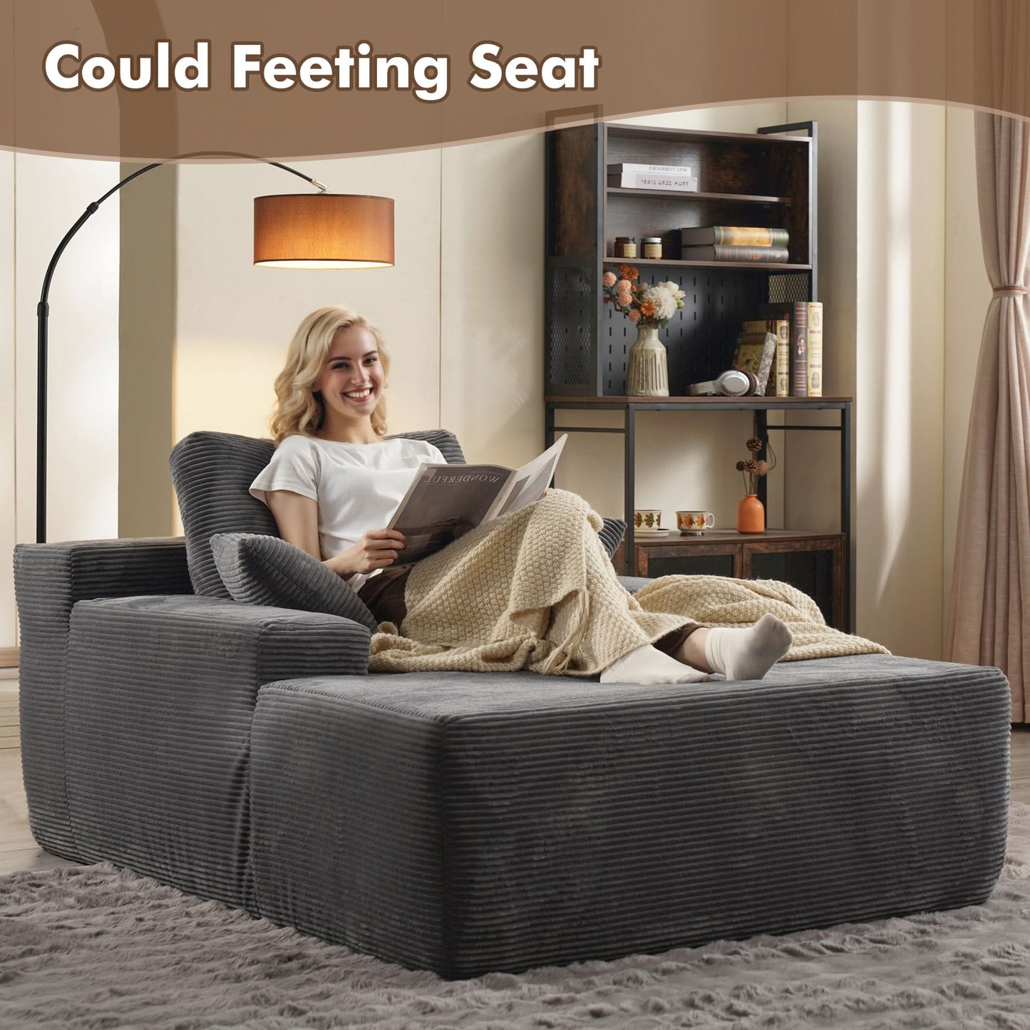 OVIOS 67''x48'' Chaise Lounge Chair Indoor, Oversized Upholstered Sofa Bed