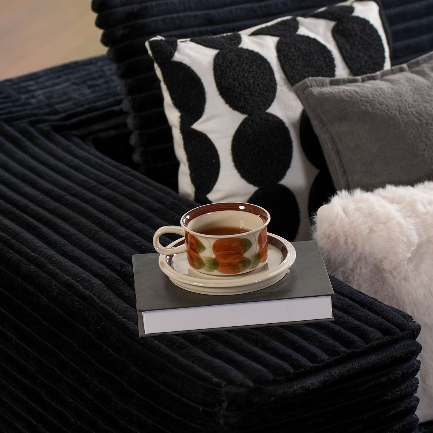 OVIOS 104" L-Shape Modular Couch with Chaise, Plush Corduroy Fabric, No Assembly Required