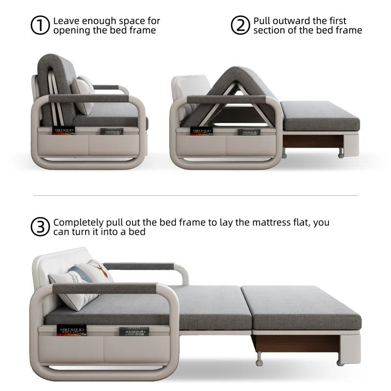 2-in-1 Multifunctional Sofa Bed w/ Adjustable Backrest & Storage