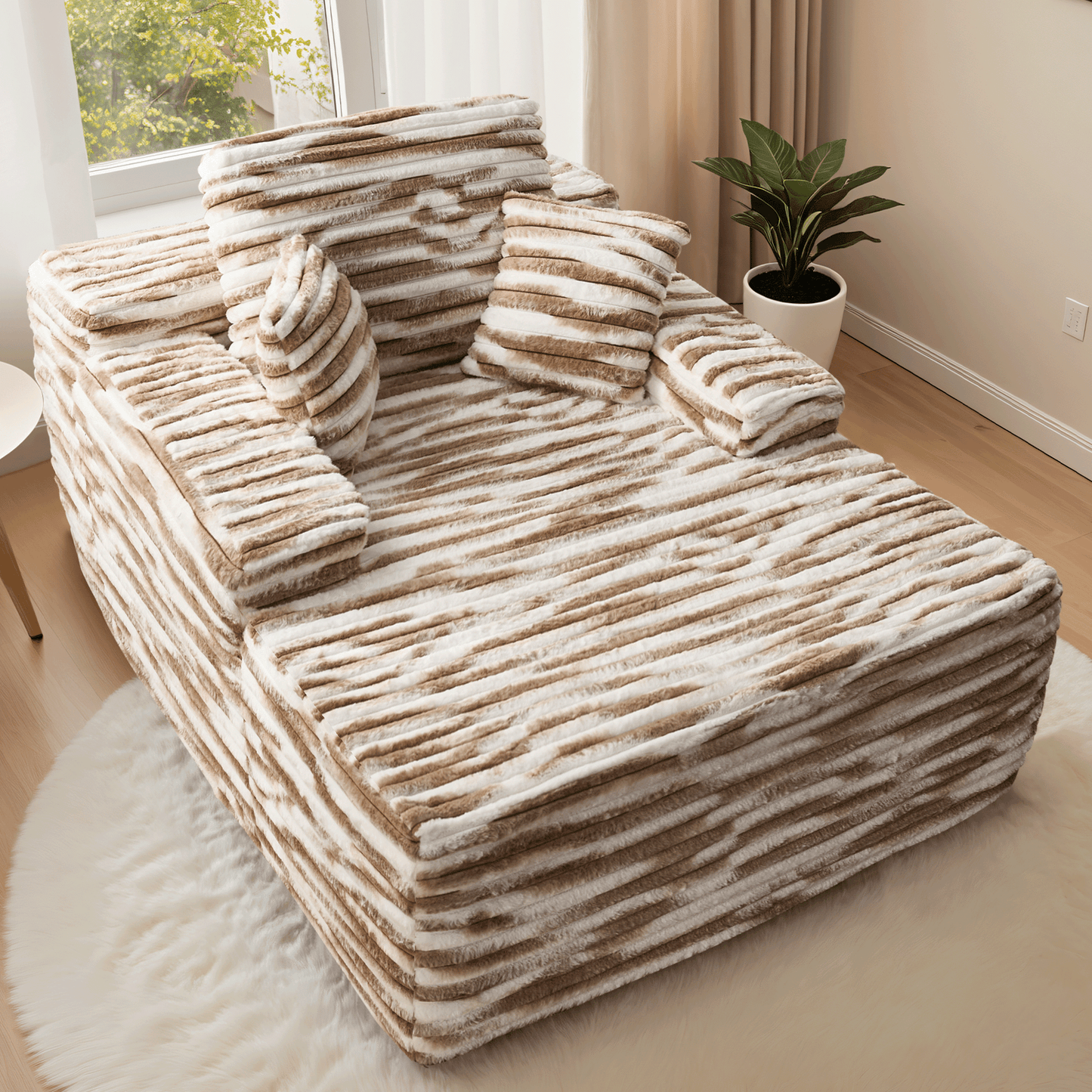 OVIOS Boneless Chaise Lounge,Luxurious Faux Fur, No Assembly Required