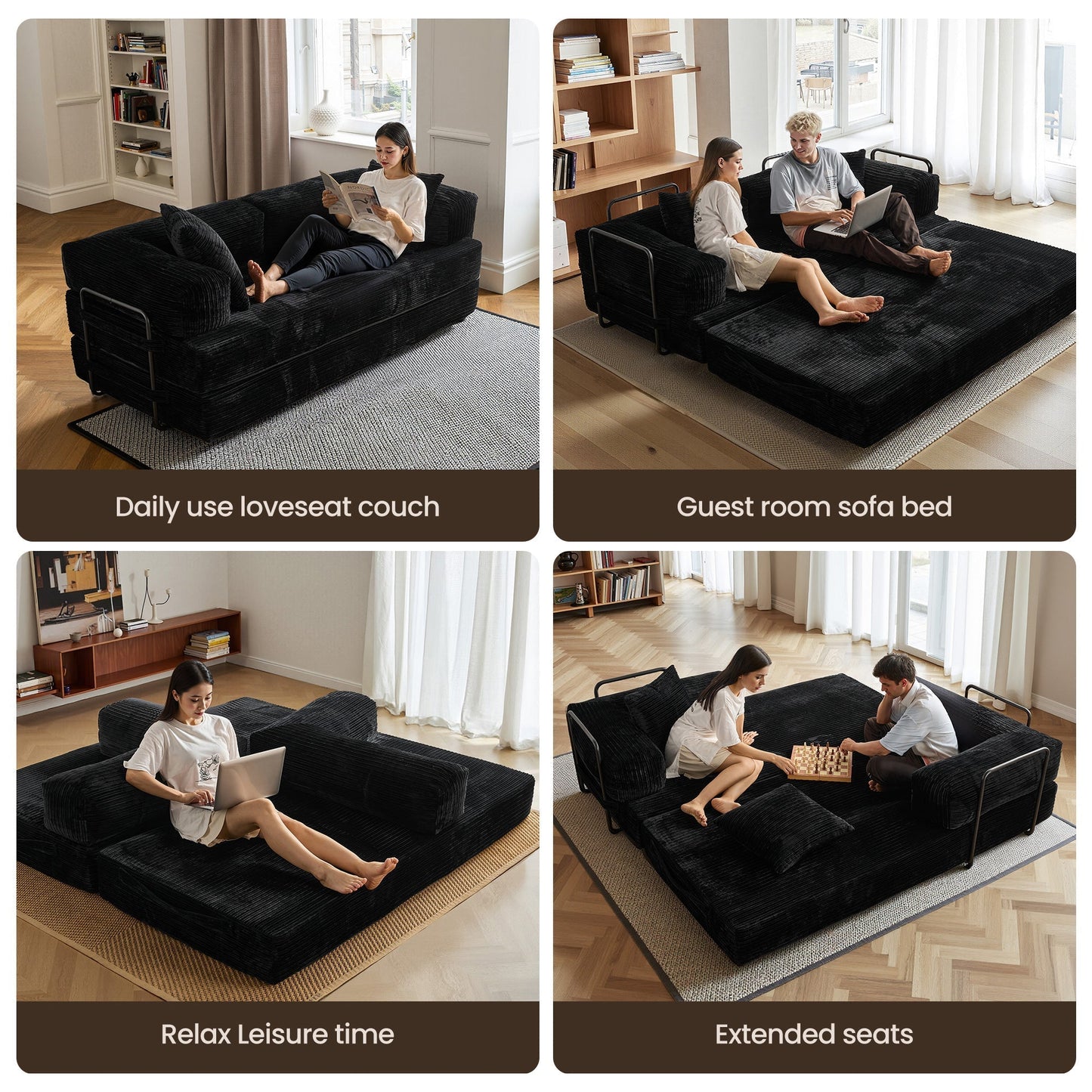 Ovios 80" Convertible Modular Sofa Bed