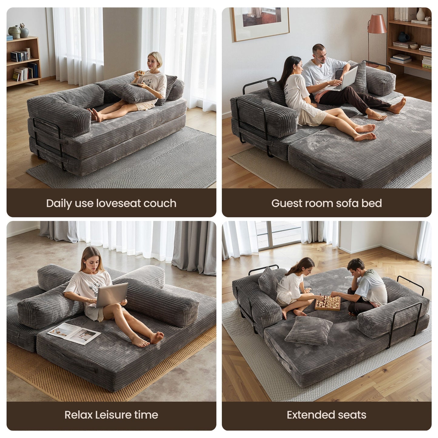 Ovios 80" Convertible Modular Sofa Bed