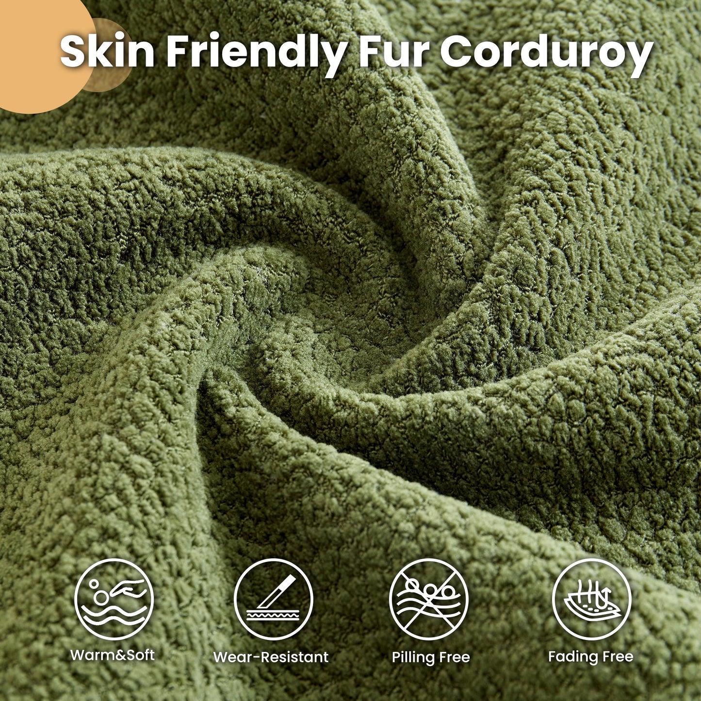 OVIOS 59" O-Shape Modular Couch, Plush Corduroy Fabric, No Assembly Required