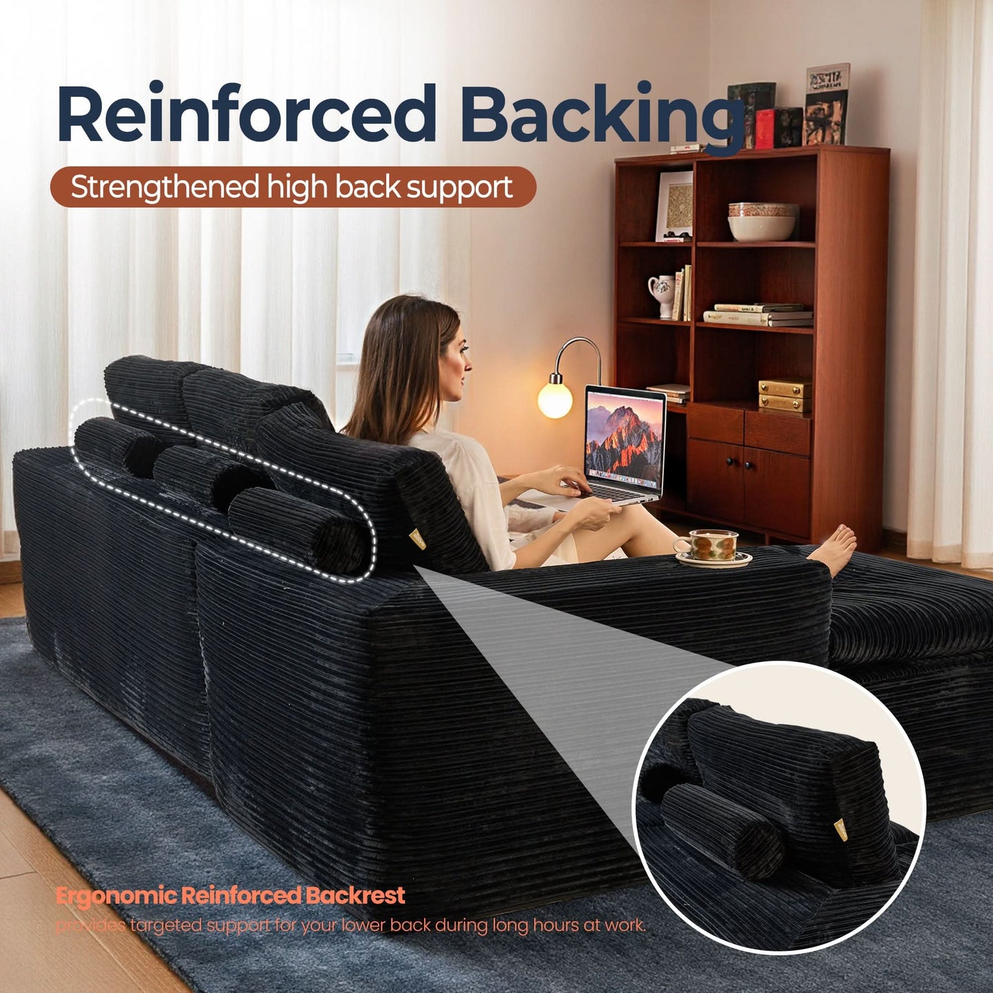 OVIOS 105" Modular L-Shape Sectional Sofa with Chaise, Deep Seat Cloud Couch