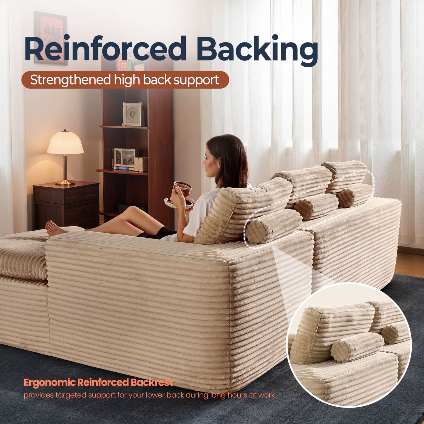 OVIOS 105" Modular Sectional Sofa with Chaise,Deep Seat Cloud Couch, Modern L-Shape