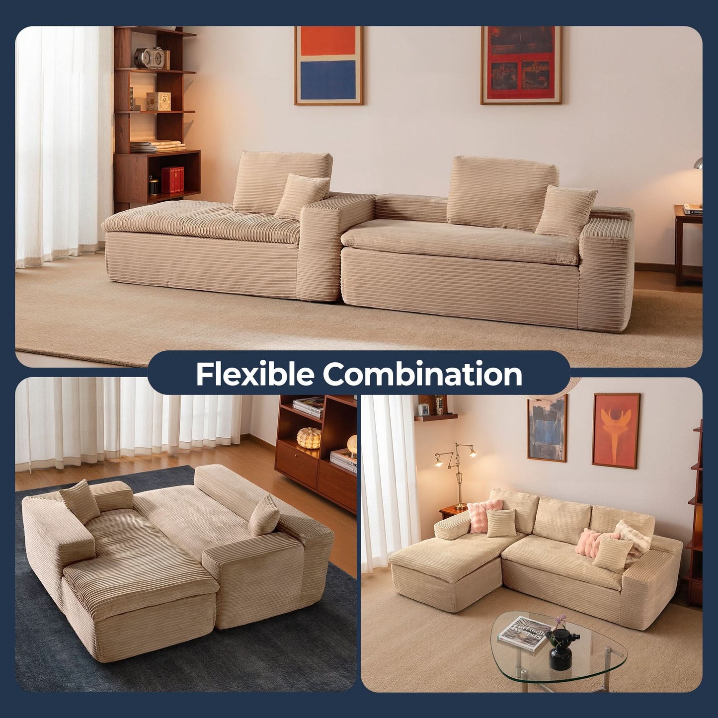 OVIOS 105" Modular L-Shape Sectional Sofa with Chaise, Deep Seat Cloud Couch