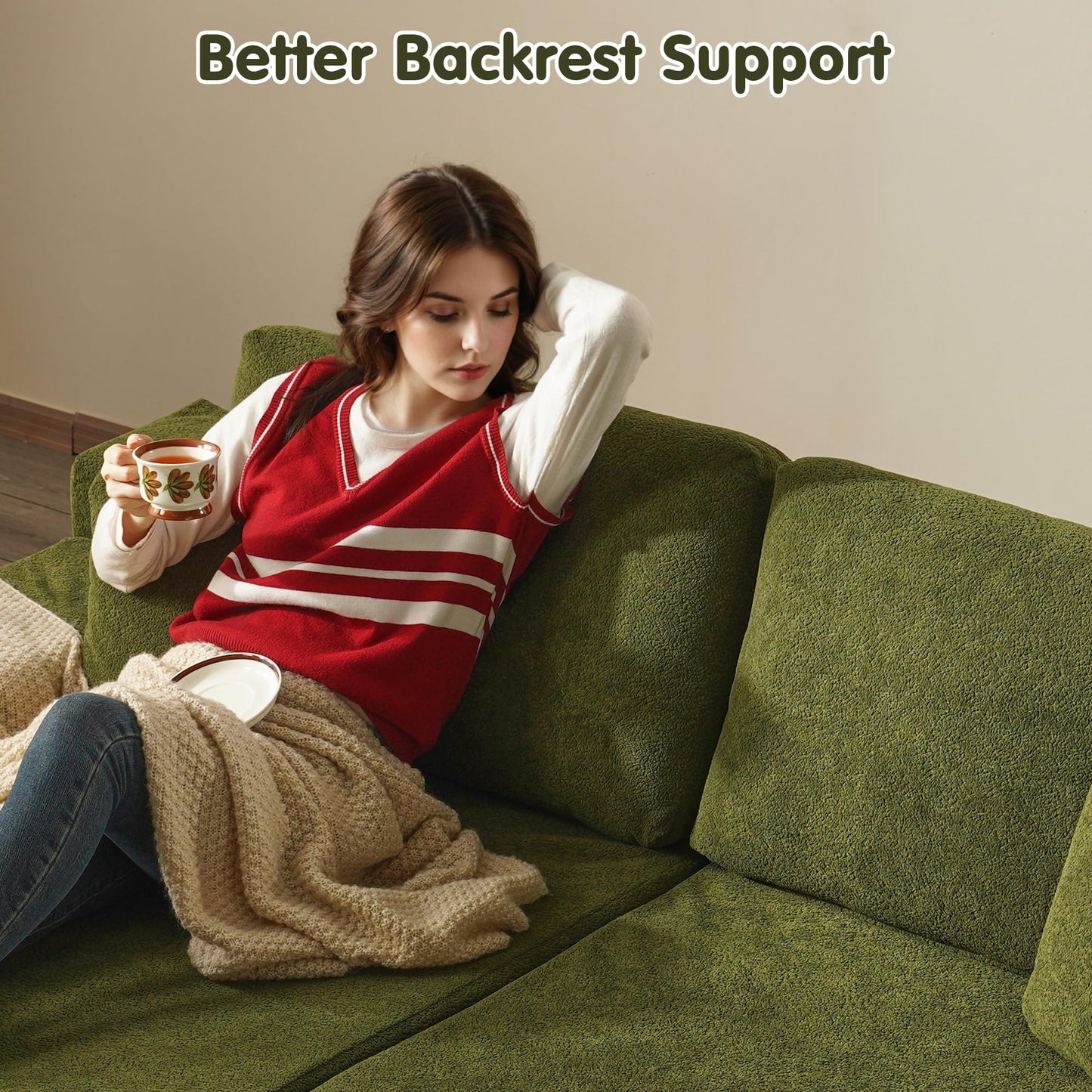 OVIOS 81.2" Upholstered Sleeper Sofa with Pillow, No Assembly Required