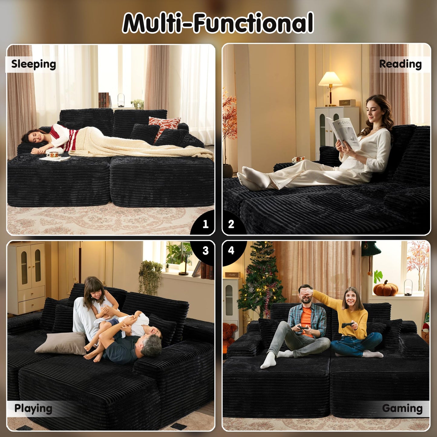 OVIOS 81" Boneless Sofa, Sleeper Couch, No Assembly Required