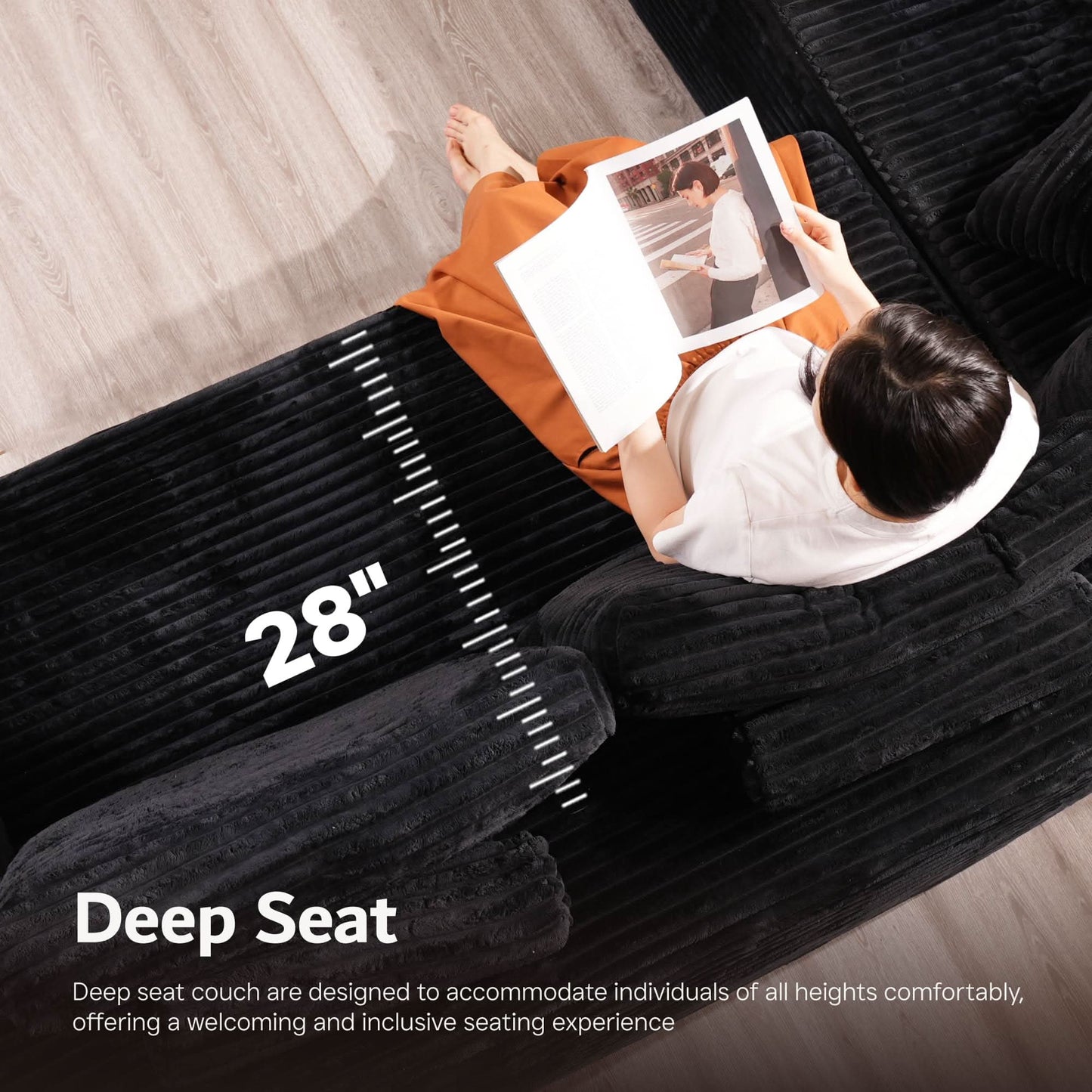 OVIOS Cloud Couch U-Shaped,Plush Corduroy Sofa,No Assembly Required