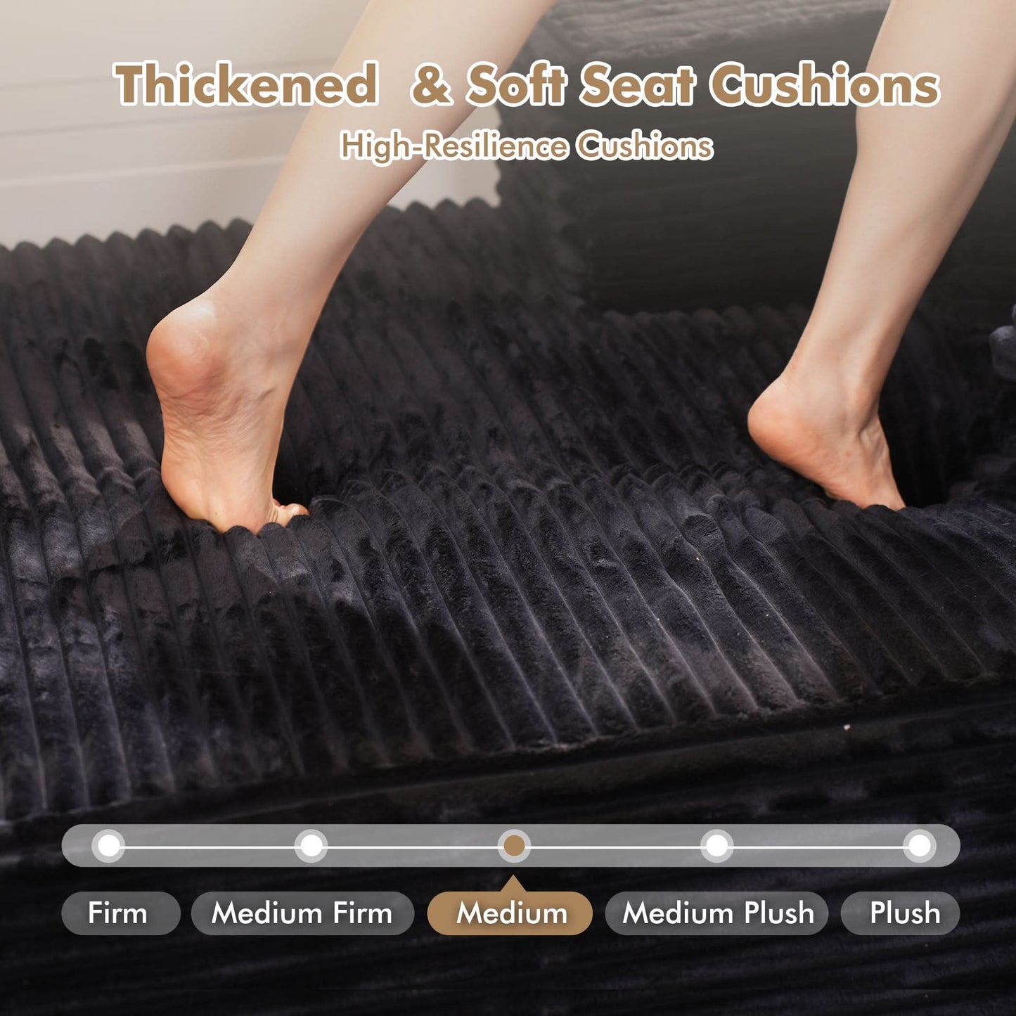 OVIOS Modular Cloud Sofa with Memory Foam, L-Shaped Chaise & Corduroy Upholstery - No Assembly Required