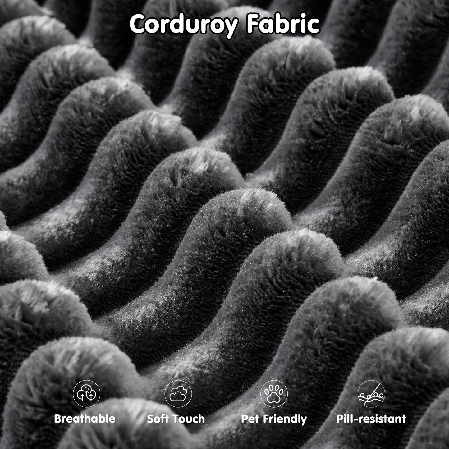 OVIOS 104" L-Shape Modular Couch with Chaise,Corduroy Fabric,No Assembly Required