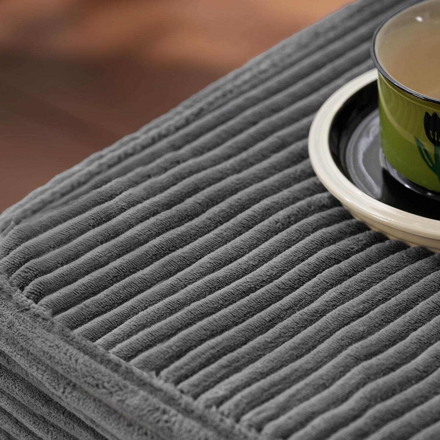 OVIOS 104" L-Shape Modular Couch with Chaise,Corduroy Fabric,No Assembly Required