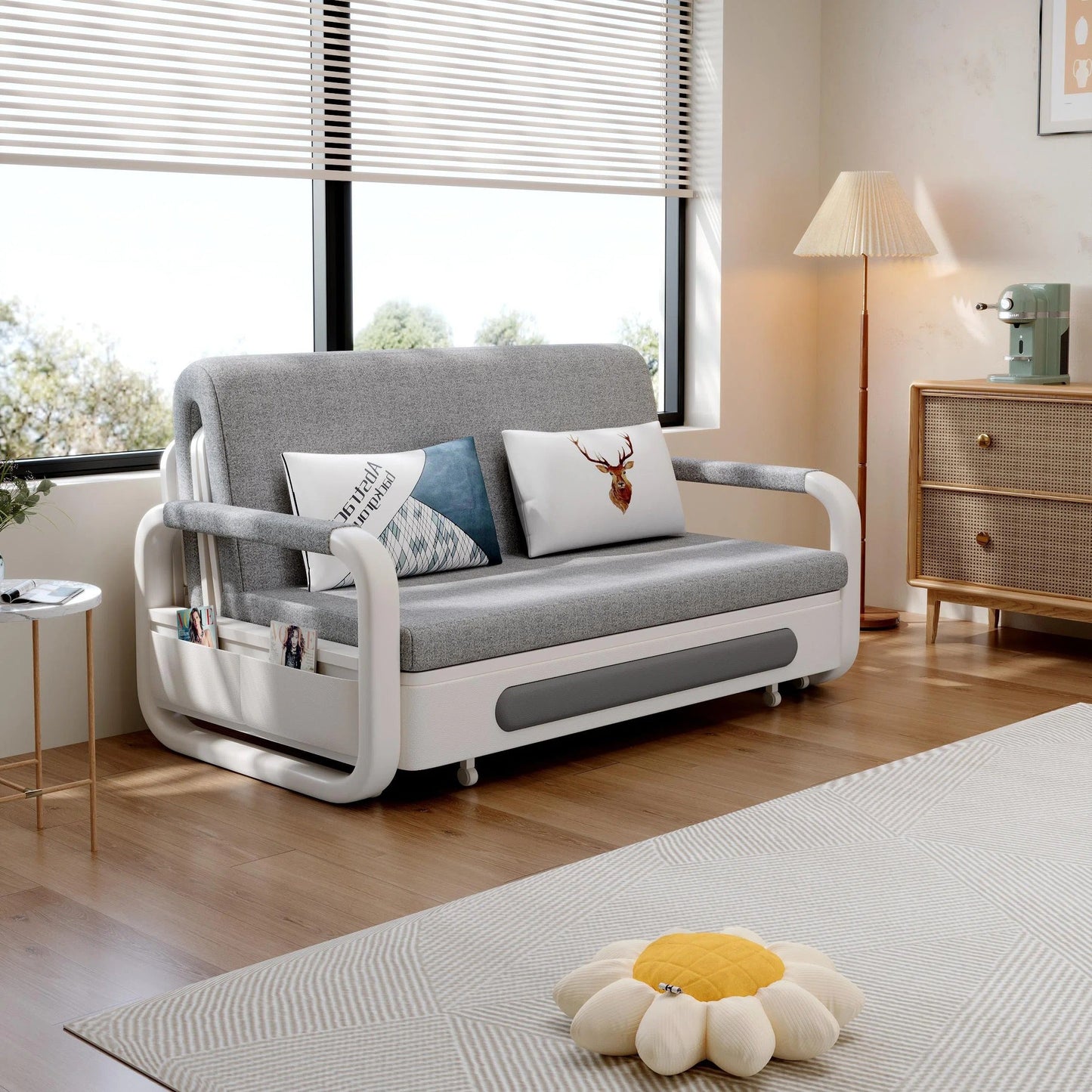 2-in-1 Multifunctional Sofa Bed w/ Adjustable Backrest & Storage